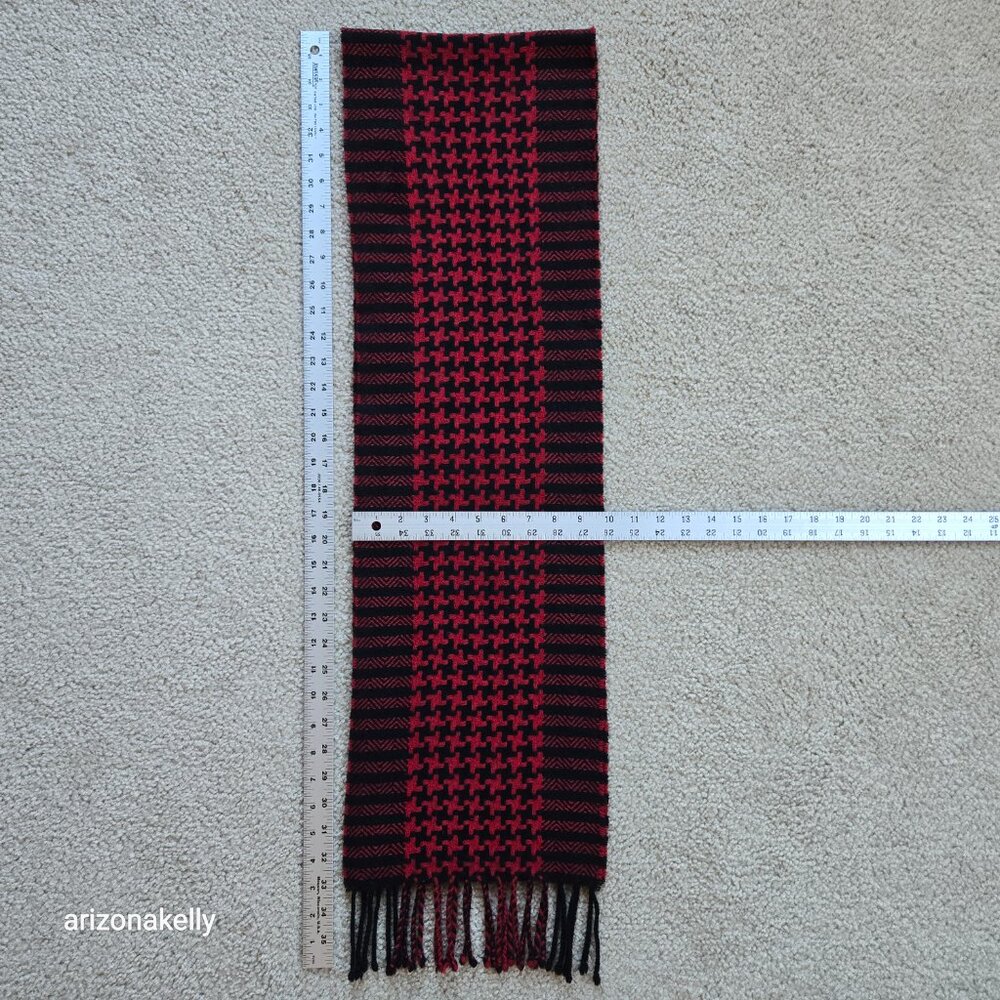 Charter Club Cashmere Houndstooth Scarf Black and Red - Picture 3 of 10